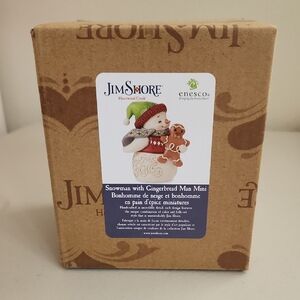 Jim Shore Festive Snowman with Green Hat and Red Scarf